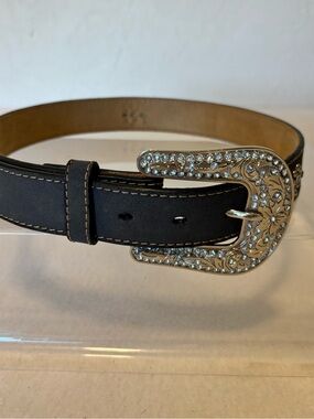 Nocona Belt Co Black Western Rhinestone Belt Size 26 Cowgirl Bling